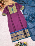 Women Woven Straight Kurta & Dupatta Set