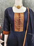 Premium Quality Bluming Vichitra fabric with Jacquard Weaving Lace Border Duptta Gown