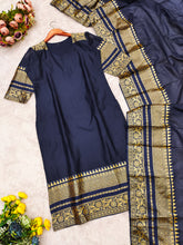 Pure Kanchi Cotton Blue Salwar Suit With Duppata For Women