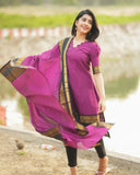 Pure Kanchi Cotton Kurta With Duppata Set