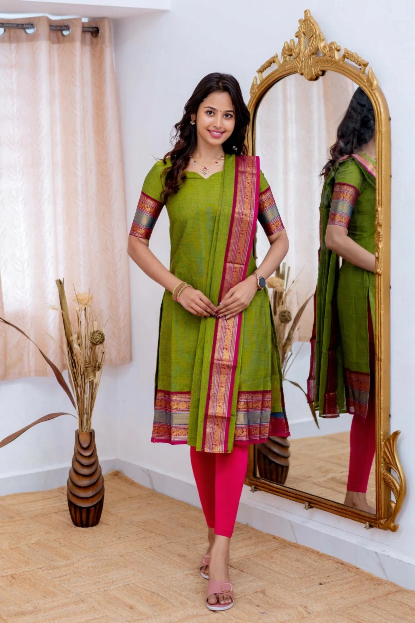 Kanchi Cotton Perrot Salwar Suit With Duppata For Women