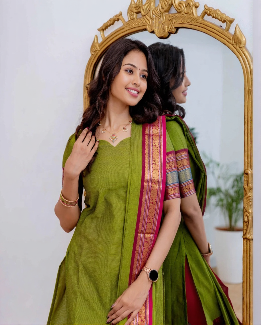 Kanchi Cotton Perrot Salwar Suit With Duppata For Women