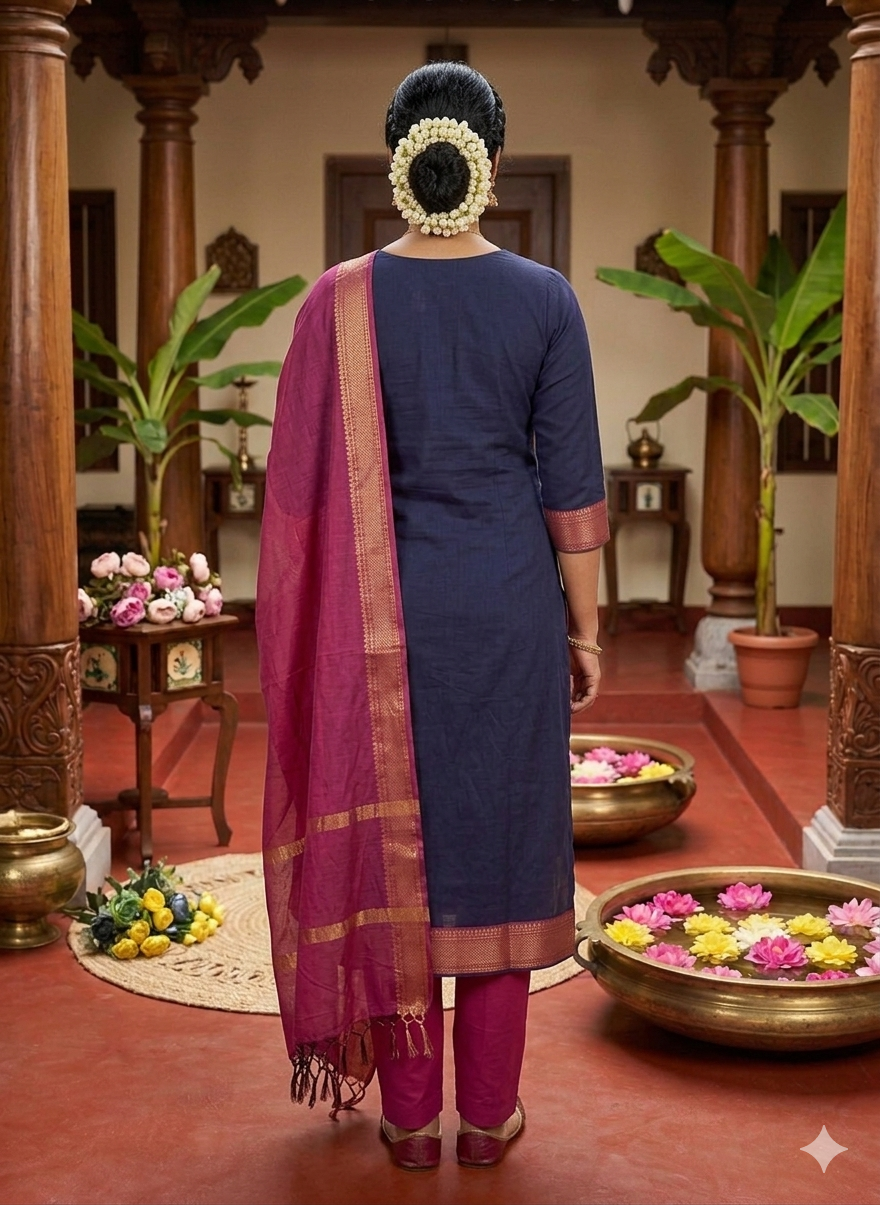 New Pure Kanchi Cotton Trendy Kurta Pant Dupatta Set