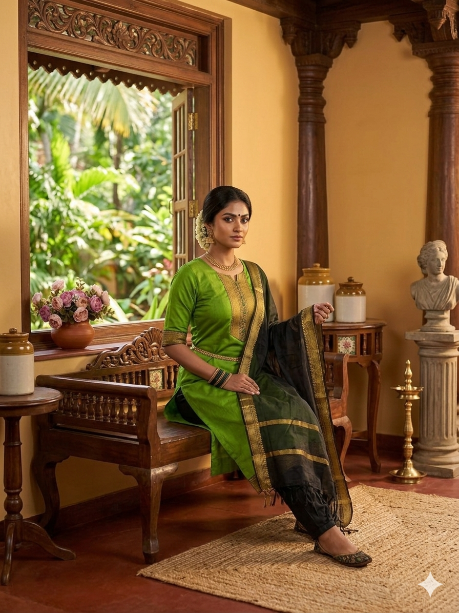 New Pure Kanchi Cotton Trendy Kurta Pant Dupatta Set