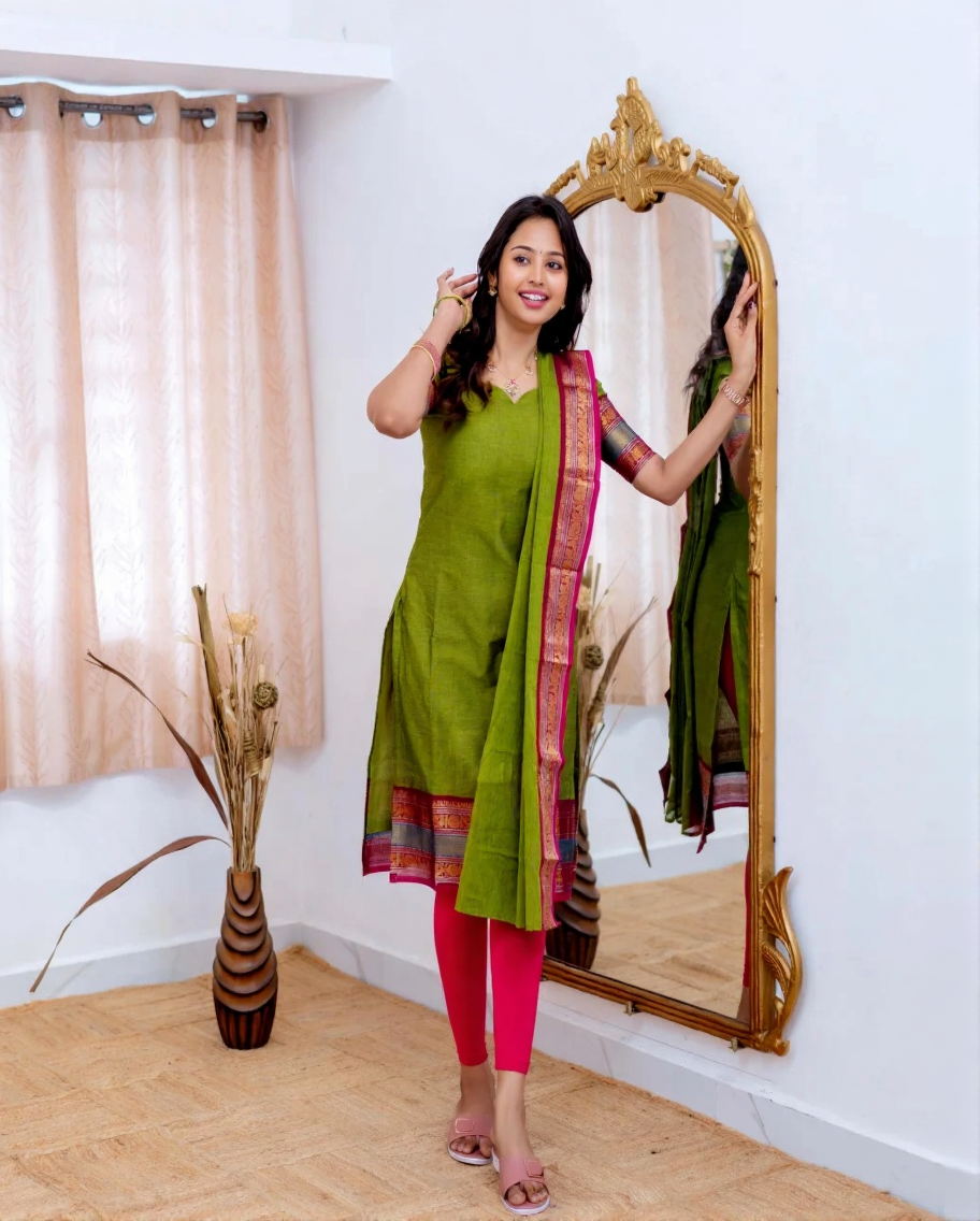 Kanchi Cotton Perrot Salwar Suit With Duppata For Women