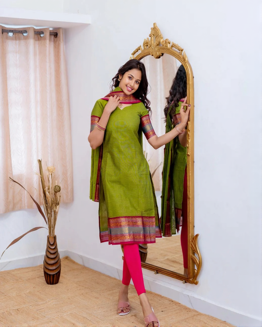 Kanchi Cotton Perrot Salwar Suit With Duppata For Women