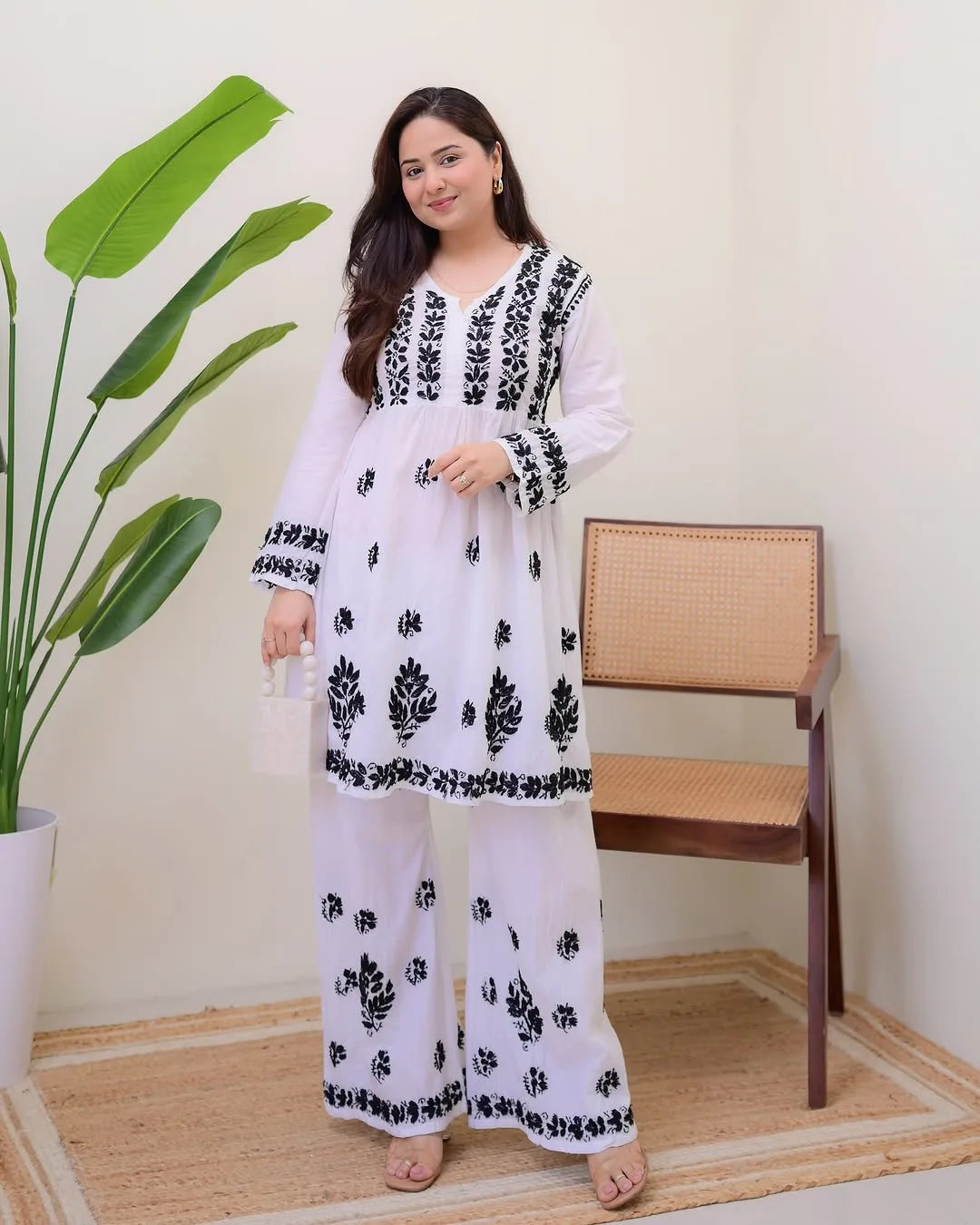 Women Embroidered A-Line Kurta & Pants Set