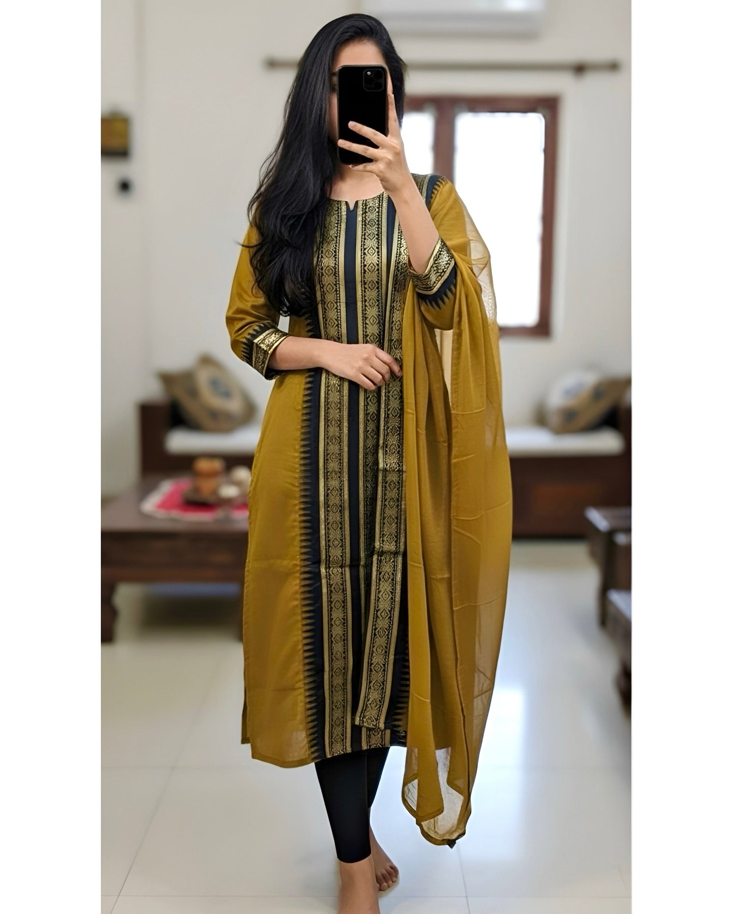 Pure Kanchi Cotton Kurti With Duppata