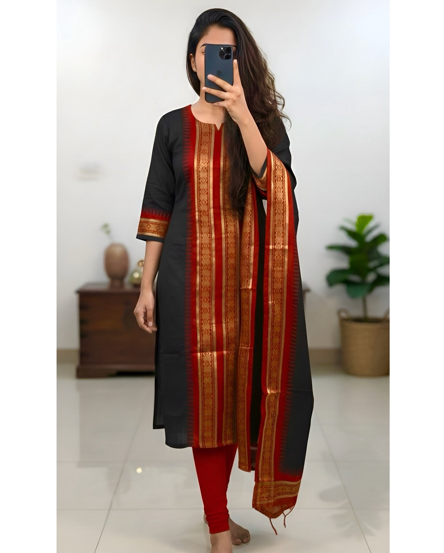 Pure Kanchi Cotton Kurti With Duppata