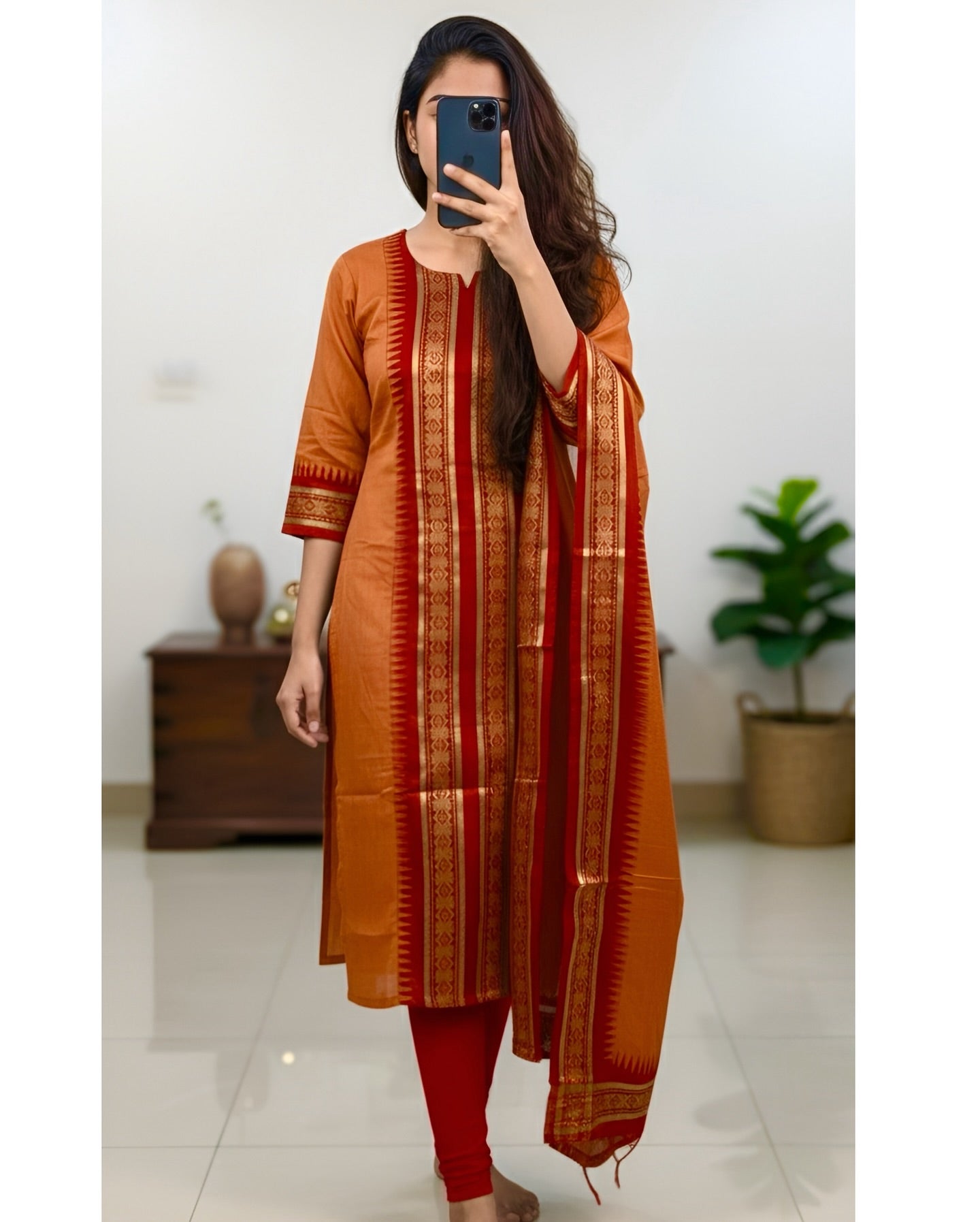 Pure Kanchi Cotton Kurti With Duppata