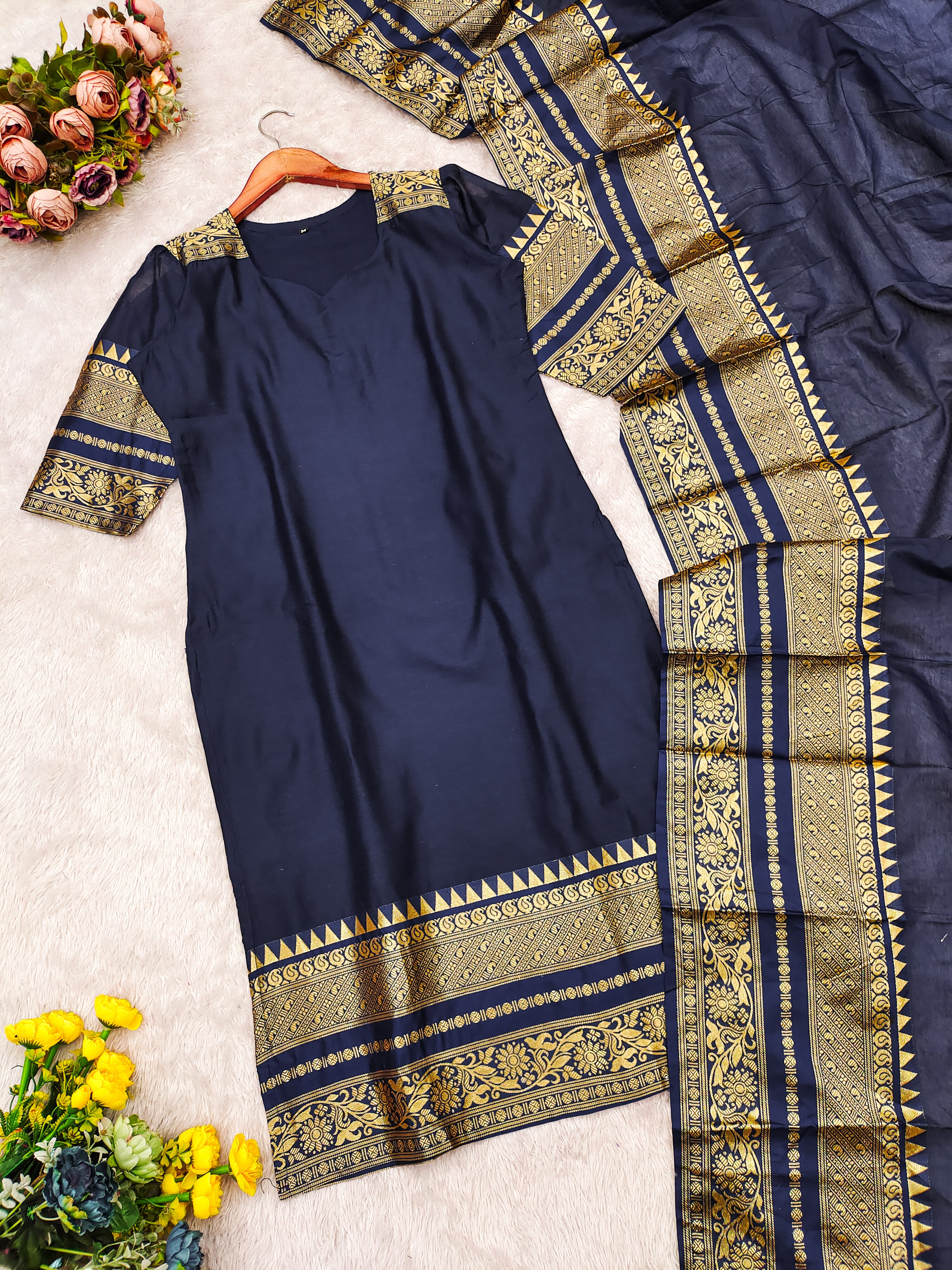 Kanchi Cotton Blue Salwar Suit With Duppata For Women