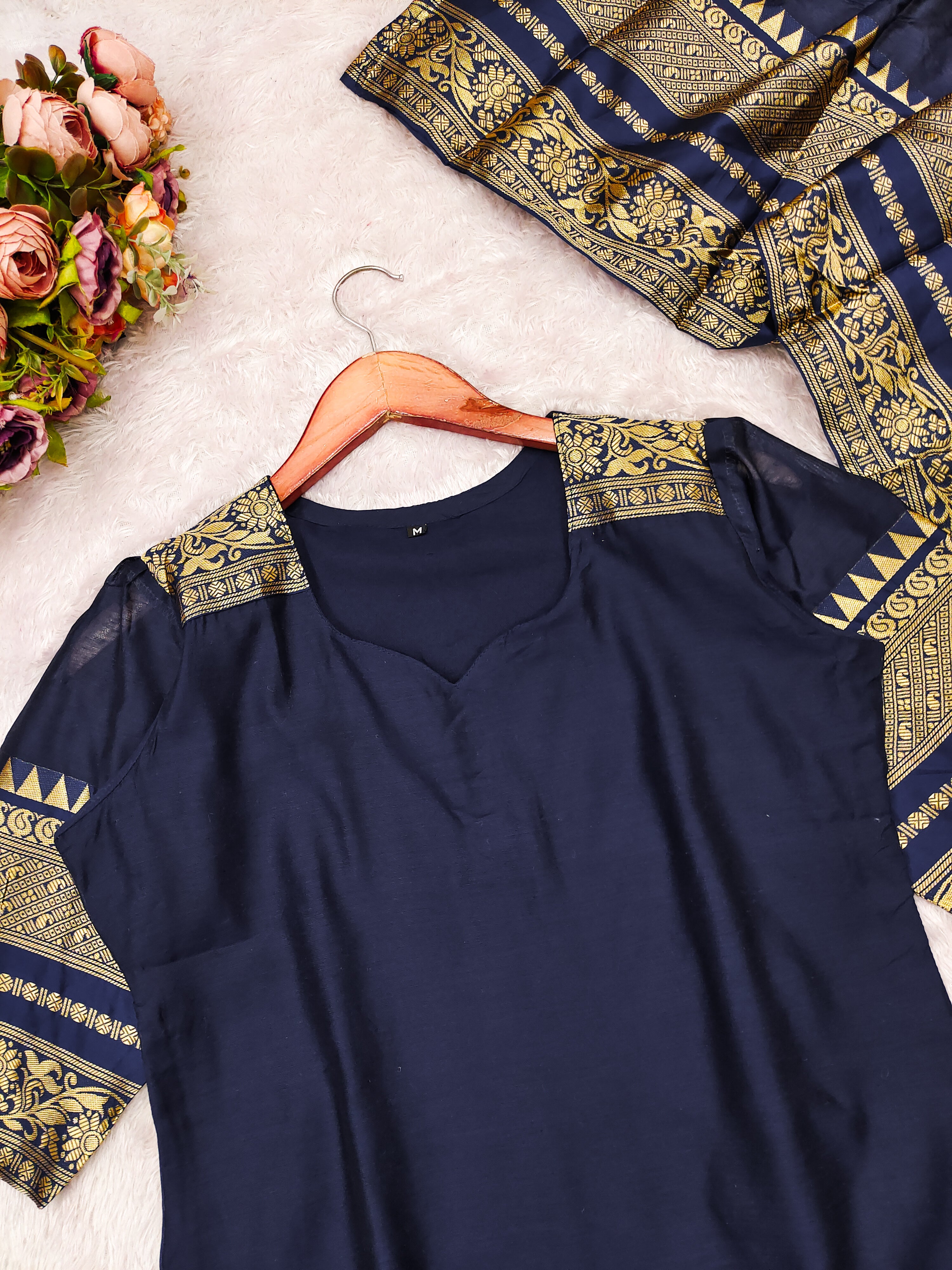 Kanchi Cotton Blue Salwar Suit With Duppata For Women