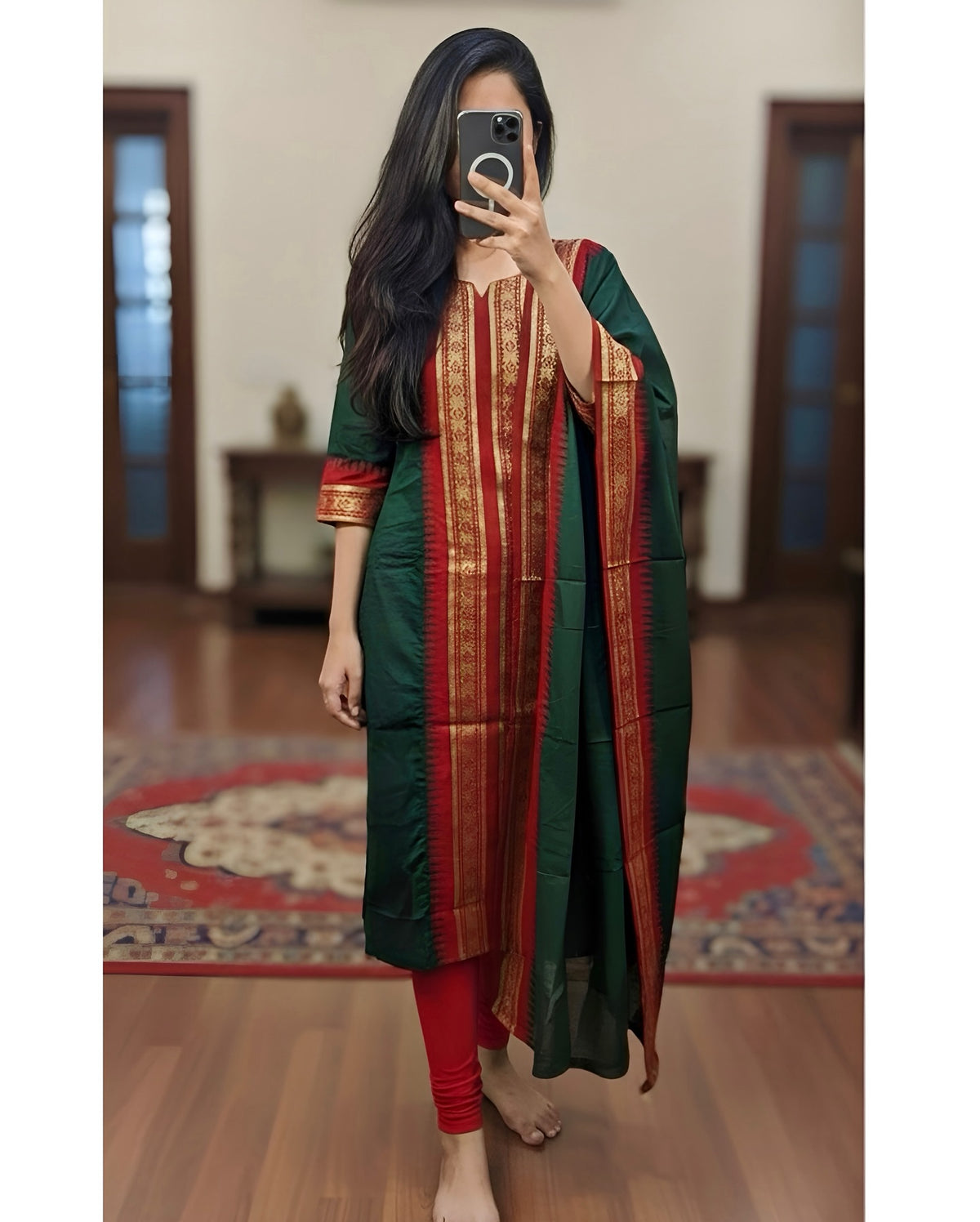 Pure Kanchi Cotton Kurti With Duppata