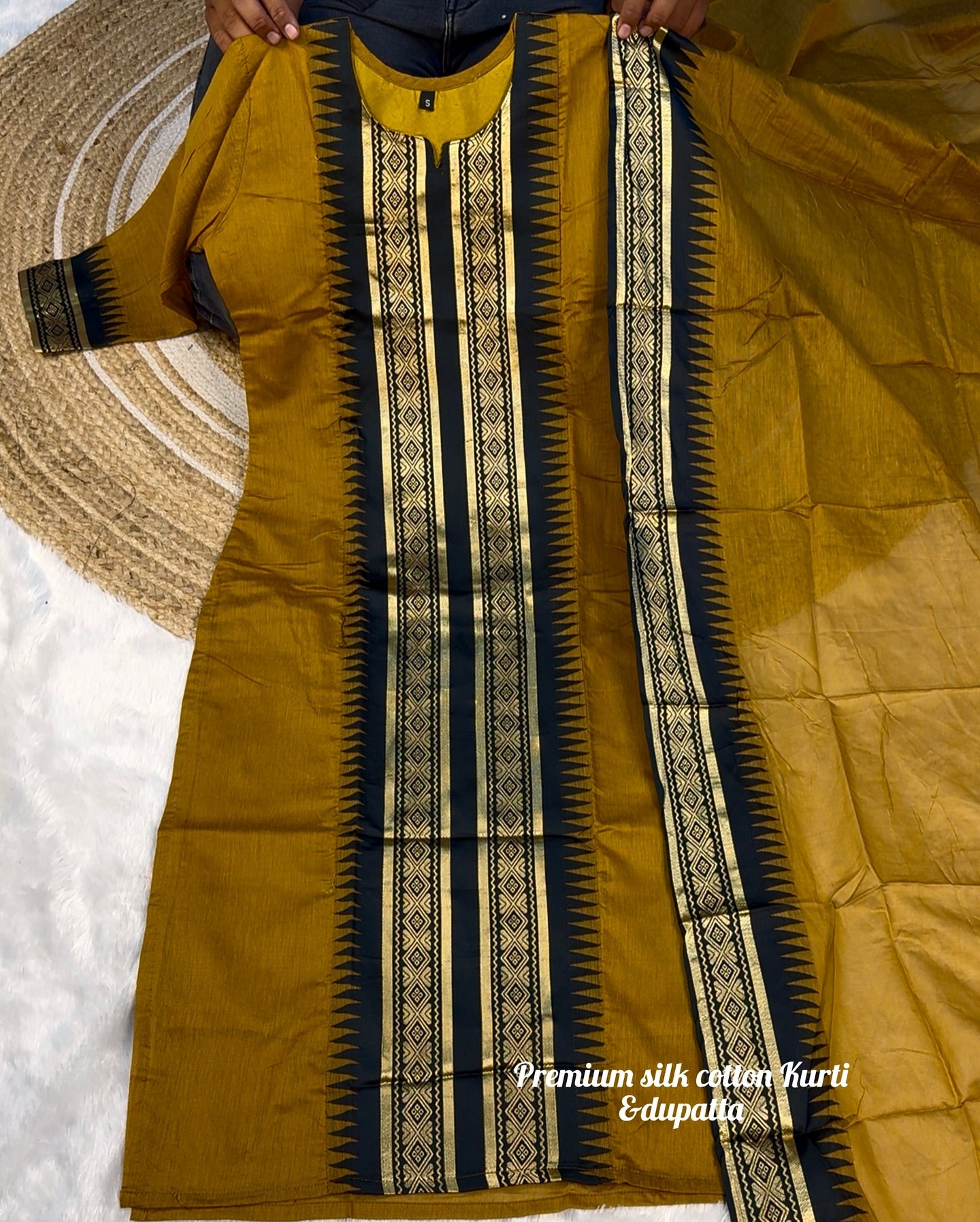 Pure Kanchi Cotton Kurti With Duppata