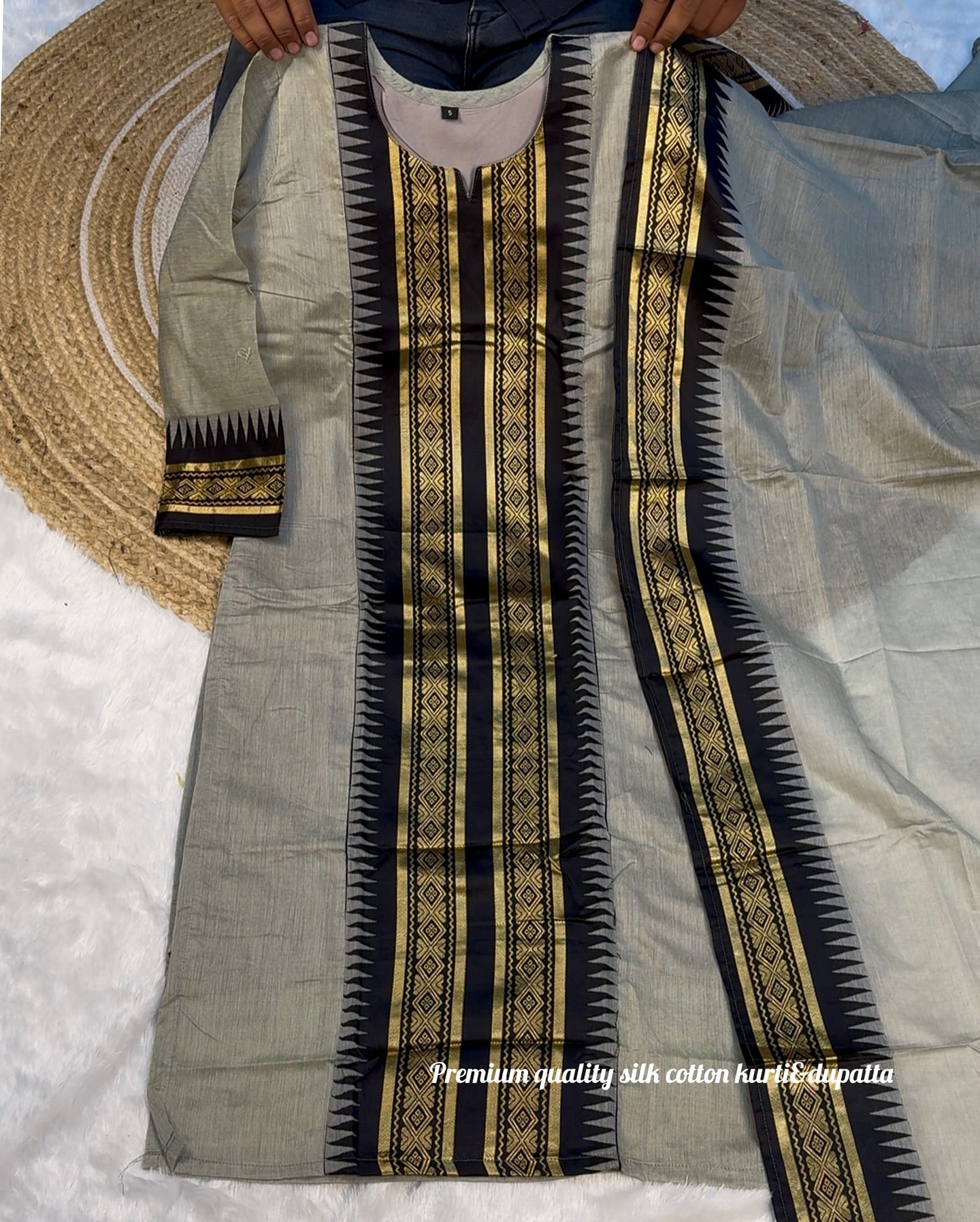 Pure Kanchi Cotton Kurti With Duppata