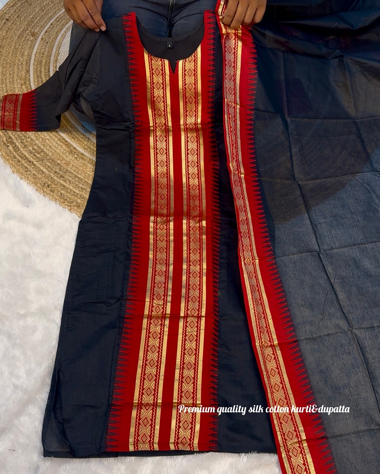 Pure Kanchi Cotton Kurti With Duppata