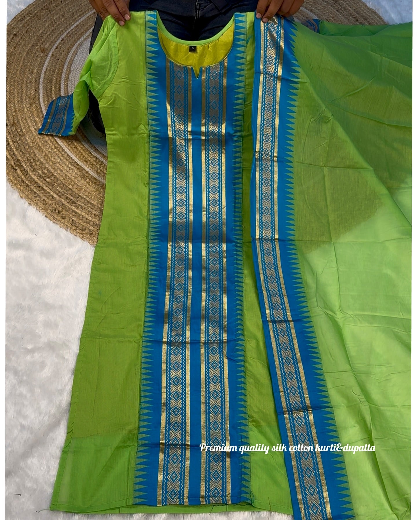 Pure Kanchi Cotton Kurti With Duppata