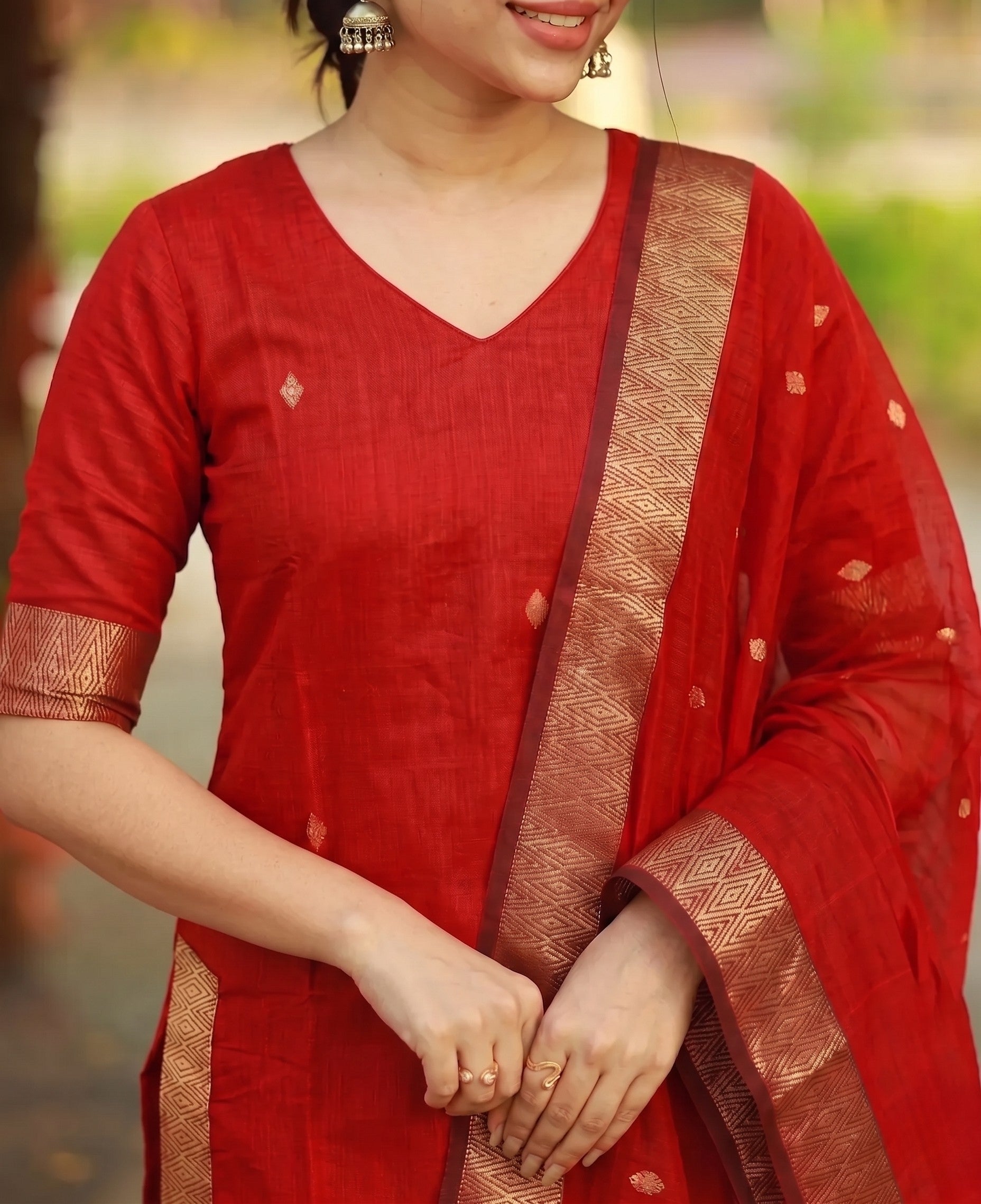 NEW TRENDING KANCHI COTTON KURTA WITH DUPPATA SET