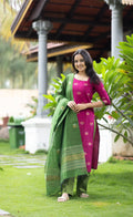 Summer Special Women Pure Cotton Ethnic Kurta with Trousers & With Dupatta