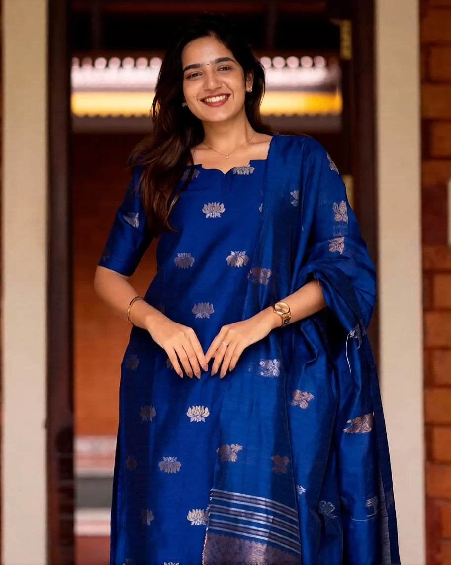 Women Ethnic Motifs Regular Kurta with Trousers & With Dupatta